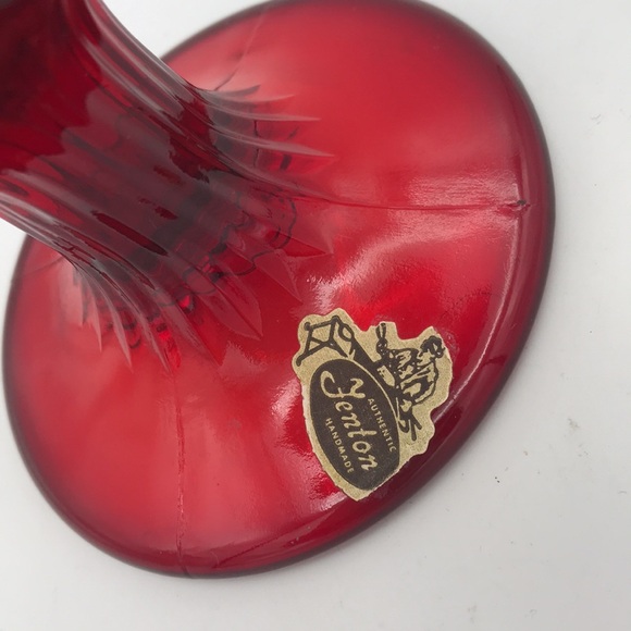 VTG MCM Fenton Ruby Red Amberina Hobnail 15" Swung Vase w/ Original Sticker - Picture 6 of 14